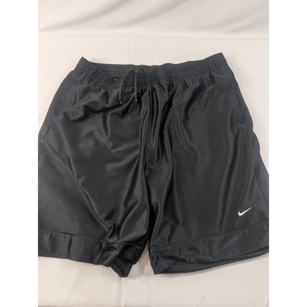 Vintage Nike Team Basketball Shorts Mens XL Black Baggy Shiny Silky Dazzle